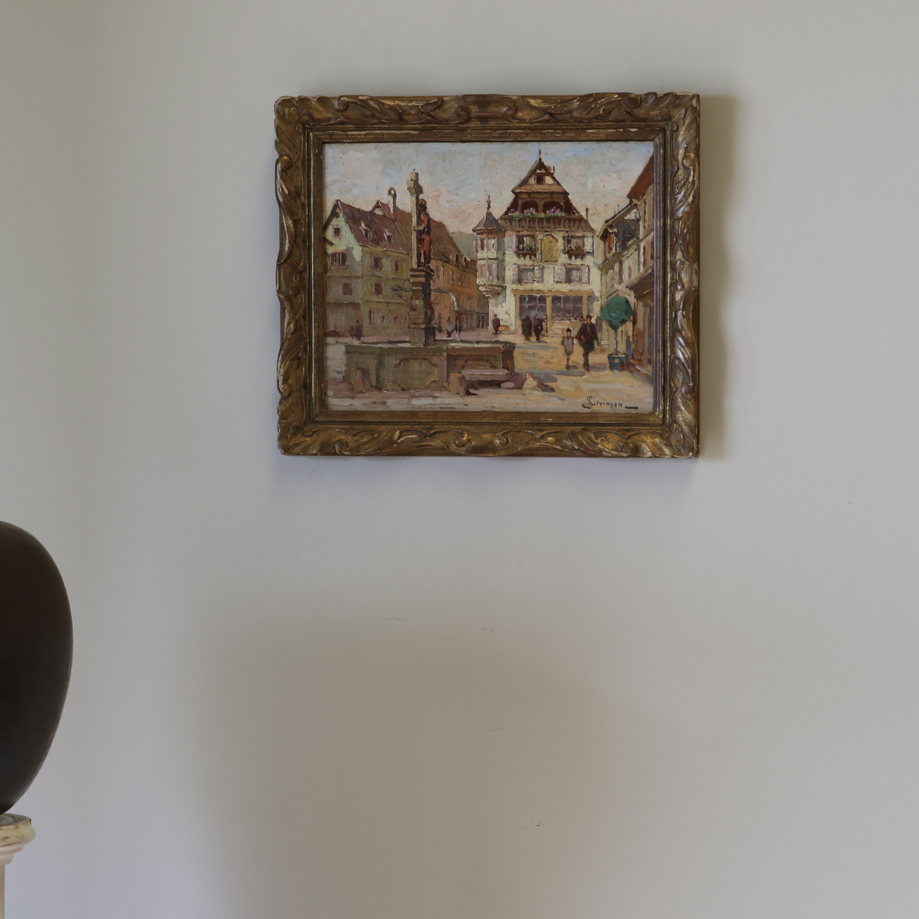 Impressionist Painting of the Town Square at Kaysersberg